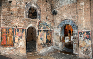 Fototapeta na wymiar Inside View of The byzantine church of Panagia Parigoritissa (13th century A.D.)in Arta, Greece