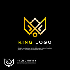 Modern king logo template. Premium gold color crown logo.