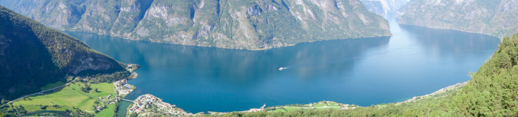 Fototapeta premium Norway fjords panorama landscape with blue sky