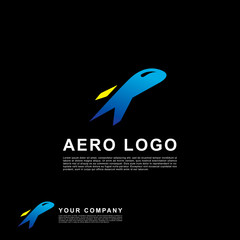 Obraz premium Cloud plane flat logo template design