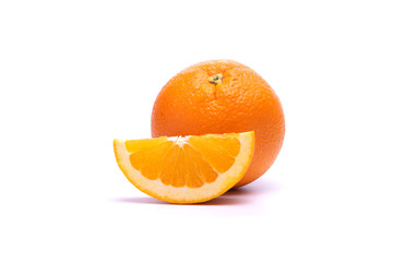 Orange juice putting on white background in food and fruit concept.