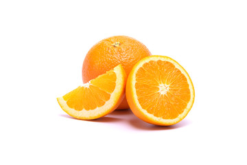 Orange juice putting on white background in food and fruit concept.