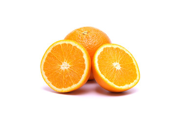 Orange juice putting on white background in food and fruit concept.
