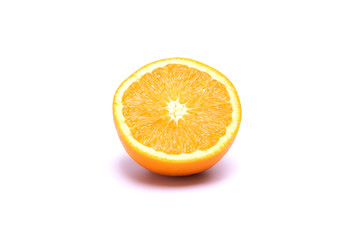 Orange juice putting on white background in food and fruit concept.