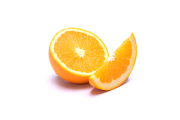 Orange juice putting on white background in food and fruit concept.