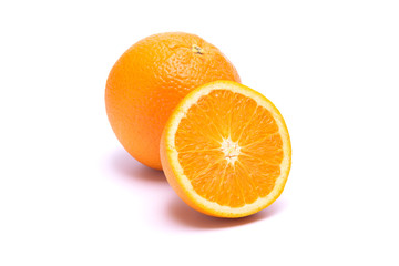 Orange juice putting on white background in food and fruit concept.