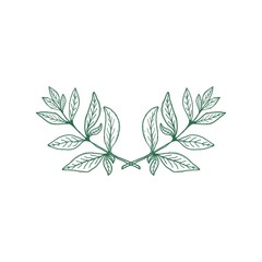 Green Leaf or Tree Vintage Logo Design Retro