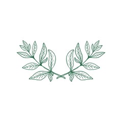 Green Leaf or Tree Vintage Logo Design Retro