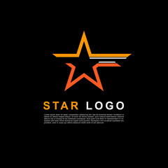 Creative orange star logo design template. Clean star logo.