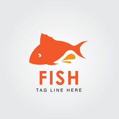 Orange fish flat logo template