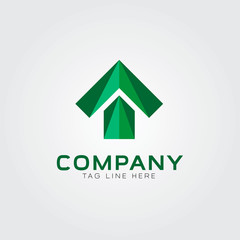 Modern green arrow logo. Elegant design template.