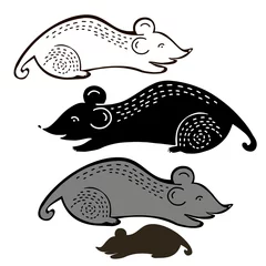 Deurstickers Isolated design with graphic silhouettes of mouses on white background. © Tatiana Lapteva
