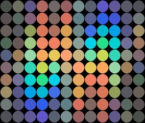 Hologram dots mosaic background. Orange green blue iridescent geometric pattern. Festive creative decor.