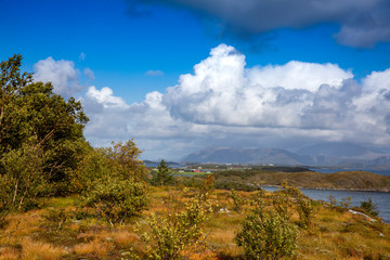 Hiking in beautiful autumn weather in northern Norway