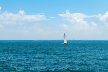a sailboat drifting on the sea