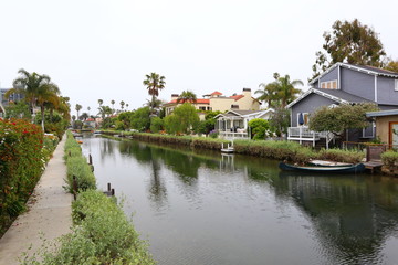 Fototapeta na wymiar VENICE CANALS, the Historic District in the Venice Beach, California