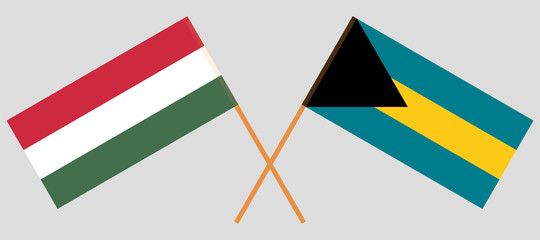 Bahamas and Hungary. Crossed Bahamian and Hungarian flags