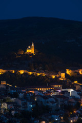 a beautiful light show in a medieval fortress