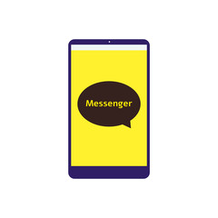 Messenger app icon on flat phone screen with speech bubble logo