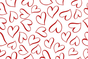 Seamless of red hearts on white backgroung. Vector illustration.