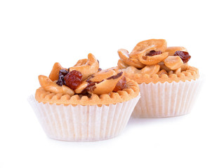 Cashew tart isolated on white background