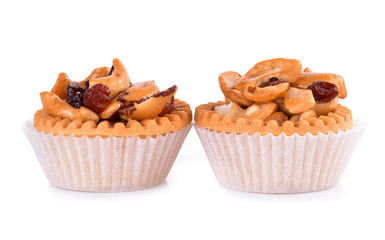 Cashew tart isolated on white background