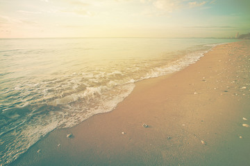 Tropical beach and sea. vintage filter