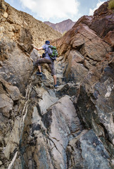 Hiking in Hajar Mountains in UAE