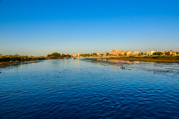 Different vessels on the Nile river in Luxor, Egypt.