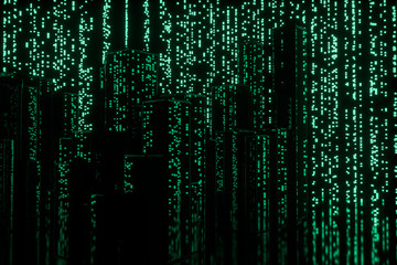 Glowing digital lines with dark background, 3d rendering