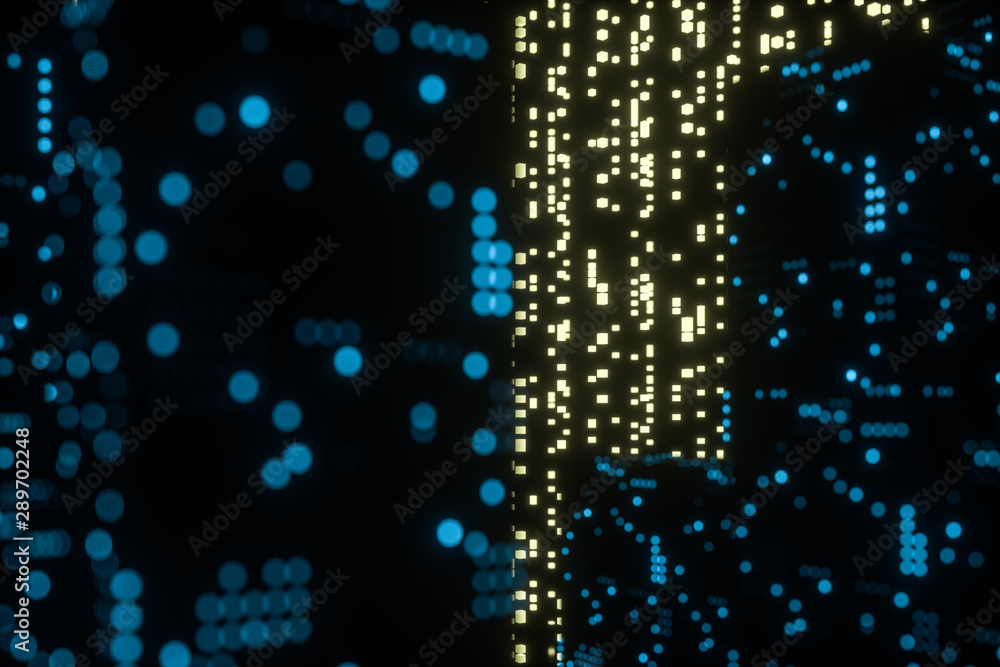 Poster glowing digital lines with dark background, 3d rendering
