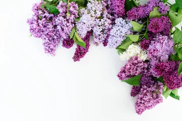 Keuken spatwand met foto Verse lila bloemen © neirfy