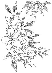 digital flower motive, flower bunch, flower illustration