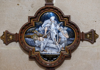9th Stations of the Cross, Jesus falls the third time, St Francis Xavier's Church in Paris, France