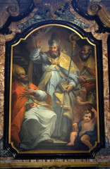 Fototapeta na wymiar Altar of Saint Nicholas in the Cathedral of Saint Lawrence in Lugano, Switzerland