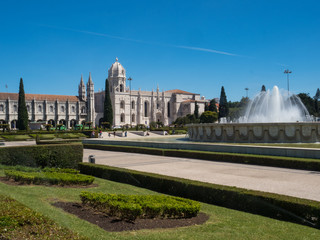 Jeronimos Monastery or Abbey in Lisbon, Portugal, aka Santa Maria de Belem monastery. Classified as...