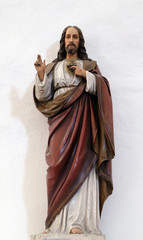 Statue of Sacred Heart of Jesus in the church of Saint Martin in Sv. Martin pod Okicem, Croatia 