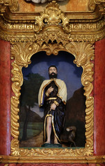 Saint Roch on the main altar in chapel of Saint Roch in Zagreb, Croatia