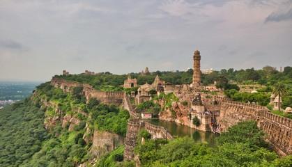 Gaumukh Kund - Ancient fort reservoir filled by a spring thought to look like a cow’s mouth, popular for swimming, Chittorgarh, Rajasthan, India