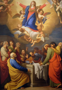 Altarpiece depicting Assumption of the Virgin Mary, work by Stefano Tofanelliin Cathedral of St.Martin in Lucca, Italy