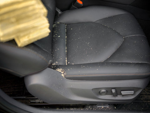 Sawdust On A Leather Car Seat