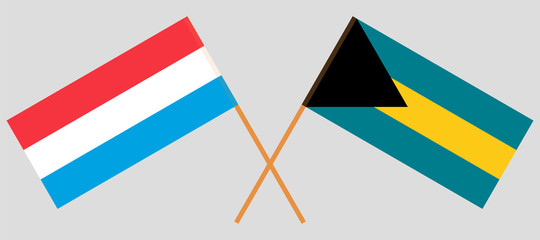 Bahamas and Luxembourg. Crossed Bahamian and Luxembourgish flags