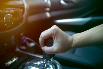 Hand shifting gear stick control. vintage filter