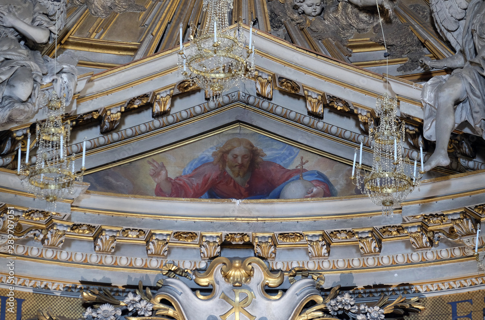 Wall mural god the father, church dei santi xii apostoli in rome, italy