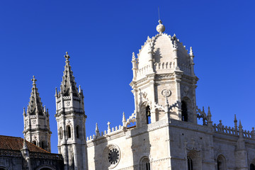 gothic buildings of the Jeronimos Monastery or Hieronymites Monastery in Lisbon, Portugal