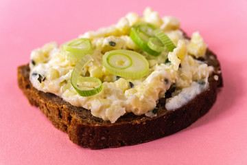 Cheese spread on bread.