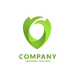 stylish green leaf logo, Illustrations of stylized plants to design logos.