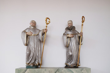 Statues of Saints in the Church of Saint Bartholomew in Leutershausen, Germany 