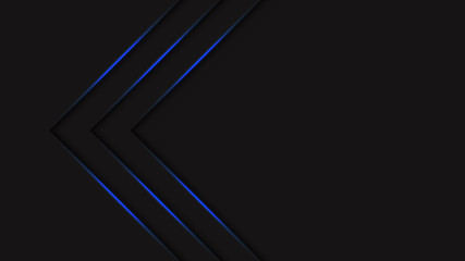 Futuristic abstract black halftone background with gradient blue neon light arrows. Creative cover design template.