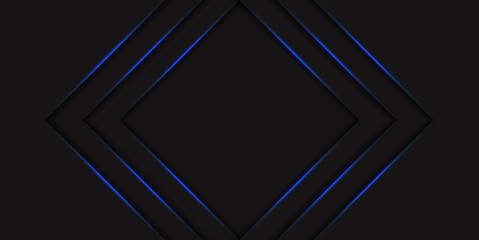 Abstract blue triangle halftone background with gradient blue neon glowing arrows. Hi tech concept with shiny lines. Template for banner or poster